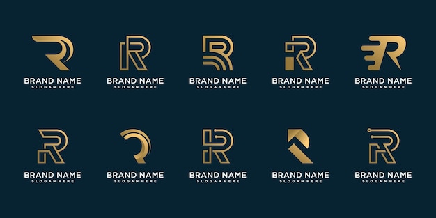 Conjunto de coleção de logotipo r para negócios premium vector