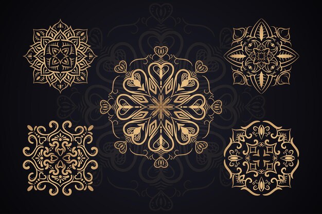 Conjunto de coleção de mandala ilustração vetorial Elementos decorativos vintage Padrão oriental