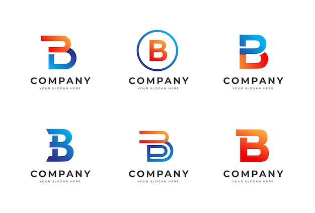Conjunto de coleção de modelos de design de logotipo criativo letra B