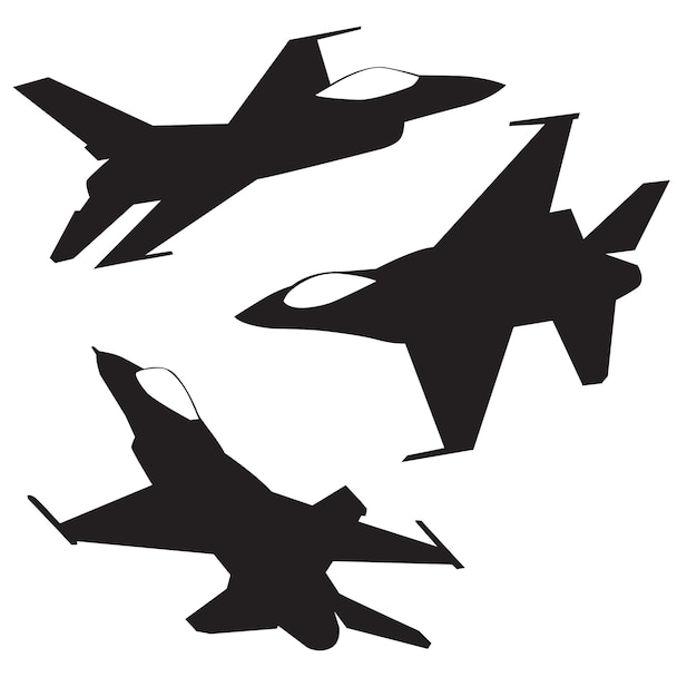 Conjunto de coleção de silhuetas de caça a jato Thunderbird