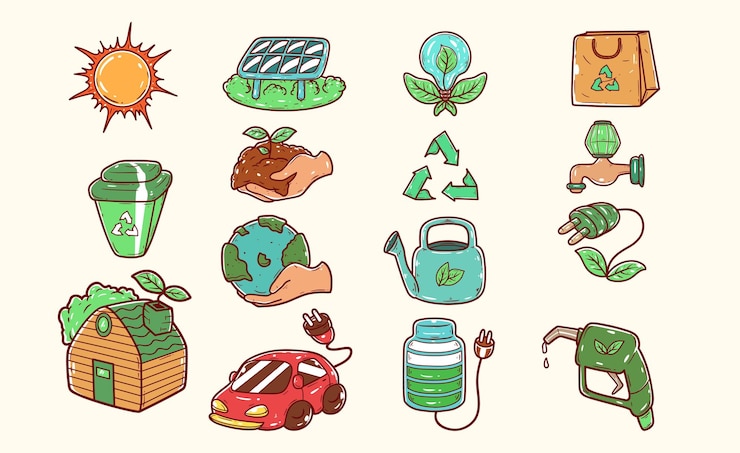 Vetor conjunto de coleção desenhada à mão de elemento de ambiente ilustração de elemento de ambiente