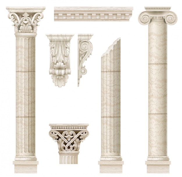 Vetor conjunto de colunas clássicas antigas