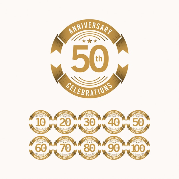 Conjunto de comemoração de aniversário de 50 anos modelo design ilustração