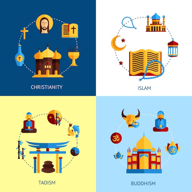 Conjunto de conceito de design de religião