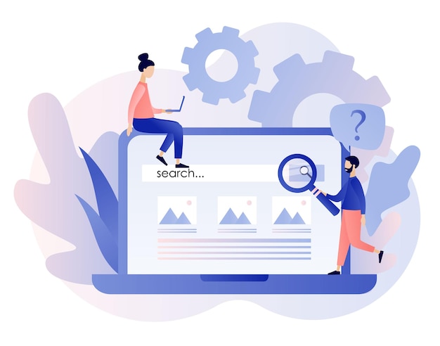 Conjunto de conceito de SEO Search Engine Optimization. Estilo de desenho animado plano. Ilustração vetorial