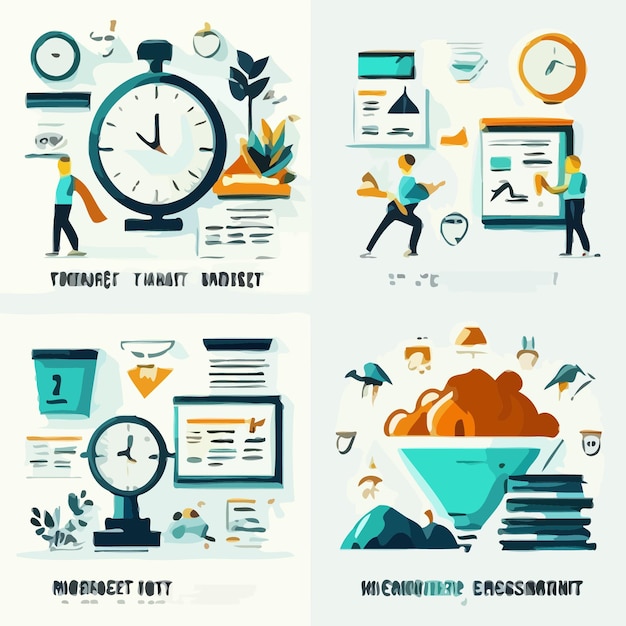 Vetor conjunto de conceitos de gestão da produtividade e do tempo