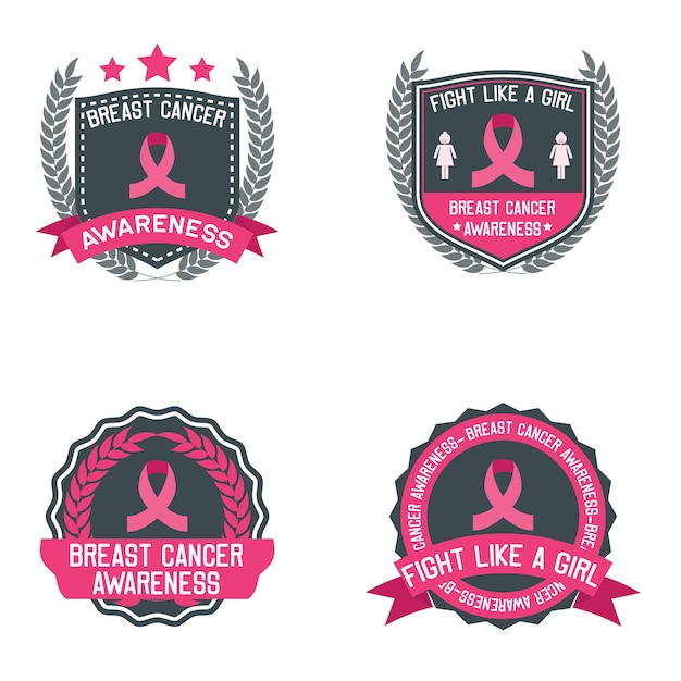 Vetor conjunto de conscientização do câncer de mama para homens e mulheres logo