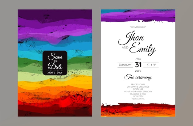Vetor conjunto de convite de cartões de casamento salve a data aquarela de design de estilo de mar