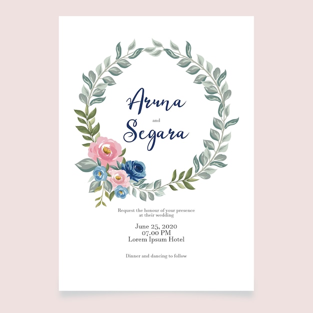 Conjunto de convite de casamento floral rosa linda