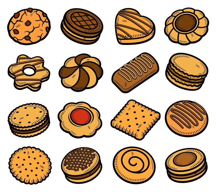 Vetor conjunto de cookies. biscoitos de ícone de coleção. ilustração vetorial