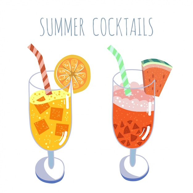 Conjunto de coquetéis tropicais, bebidas de verão