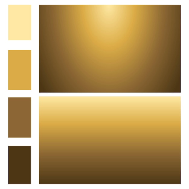Vetor conjunto de cores douradas com gradientes