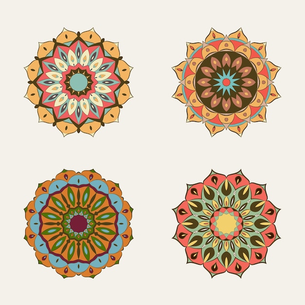 Conjunto de cores vintage mandala