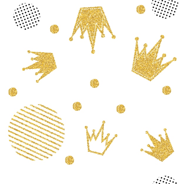 Vetor conjunto de coroas de ouro glitter conjunto de coroas king. diademas e coroas brilhantes para seu projeto.