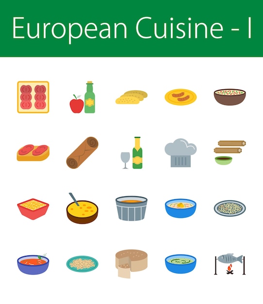 Vetor conjunto de cuis europeus