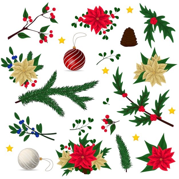 Conjunto de decoração de natal de desenho animado