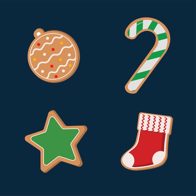 Conjunto de deliciosos biscoitos de gengibre para o natal, biscoitos de ano novo, biscoitos caseiros de cobertura de açúcar doce