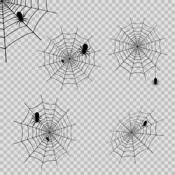 Vetor conjunto de deocrations com teia de aranha e spdiers em fundo transparente. vetor