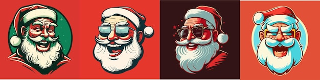 Conjunto de desenho animado de mascote do Papai Noel sorridente Ilustração secreta do Papai Noel com Papai Noel