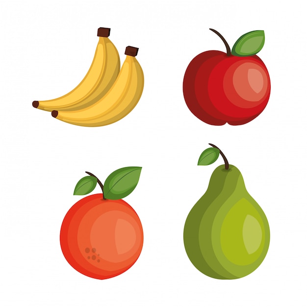 conjunto de desenho animado tropical fruits design