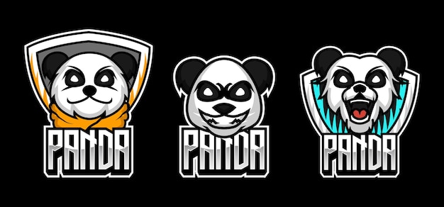 Vetor conjunto de desenho de panda fofo e mascote de panda vermelho