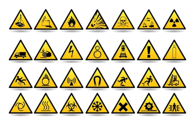 Conjunto de desenho vetorial de sinais de alerta
