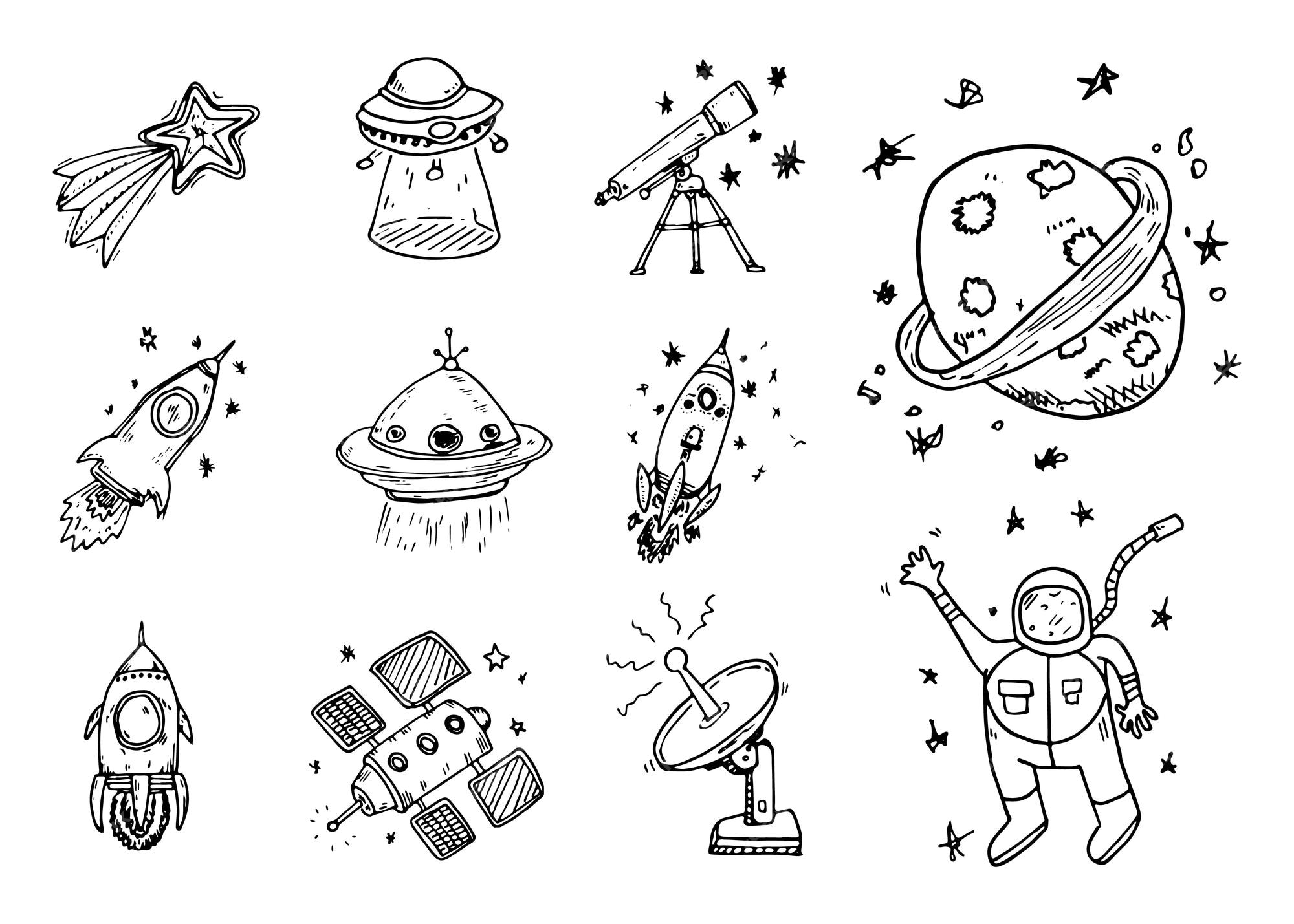 Vetores de Aliens E Ovnis Desenhados À Mão Espaçonaves Alienígenas De  Desenho Animado Fofo Doodles E Ilustração Vetorial De Letras e mais imagens  de Alienígena - iStock