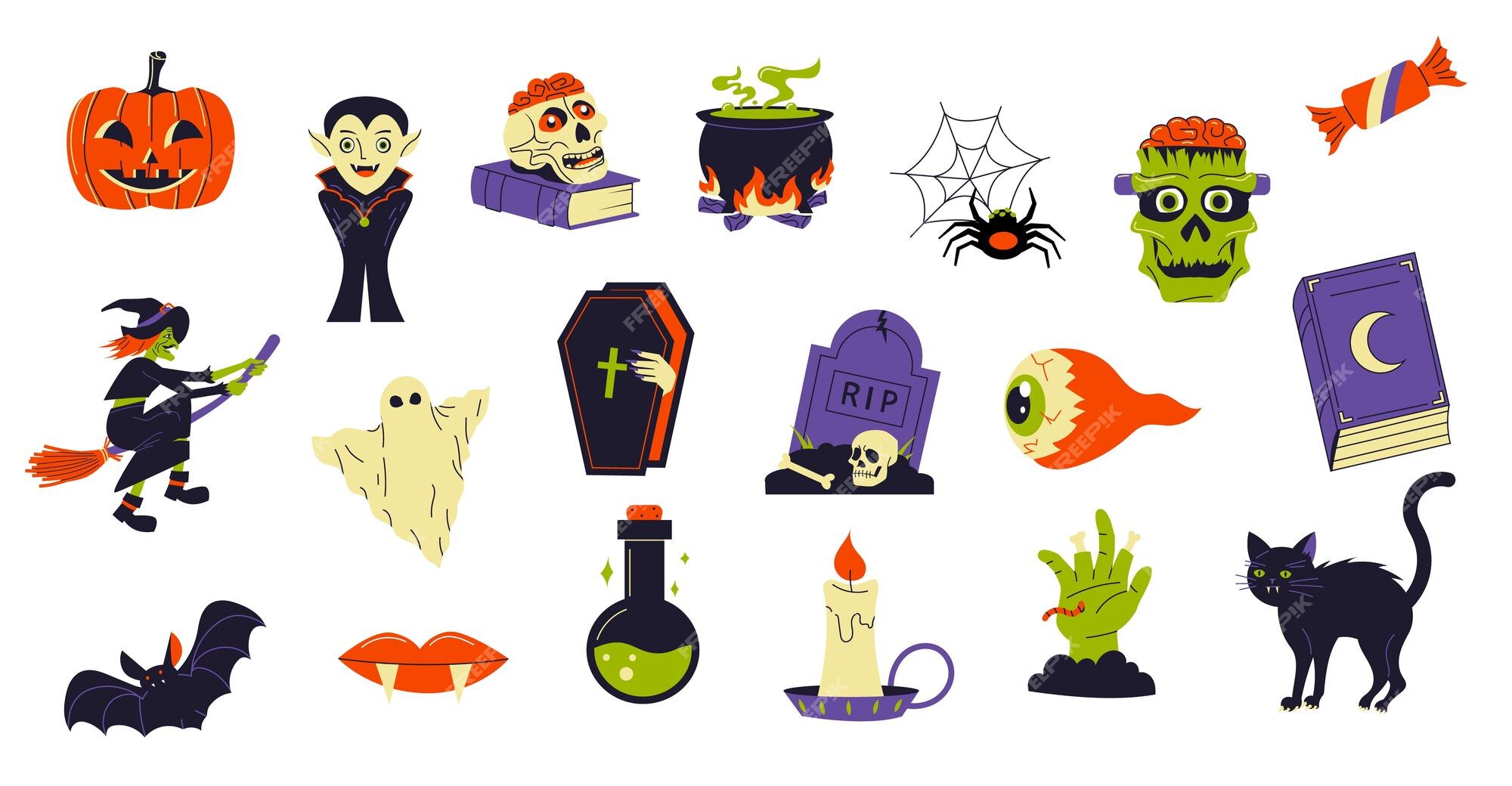 Conjunto de 6 peças multiusos de desenho animado de Halloween