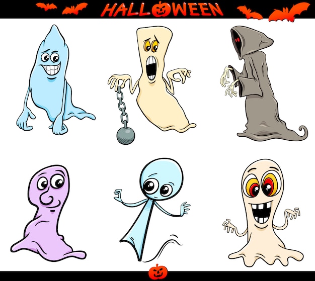 Conjunto de desenhos animados de fantasmas de halloween