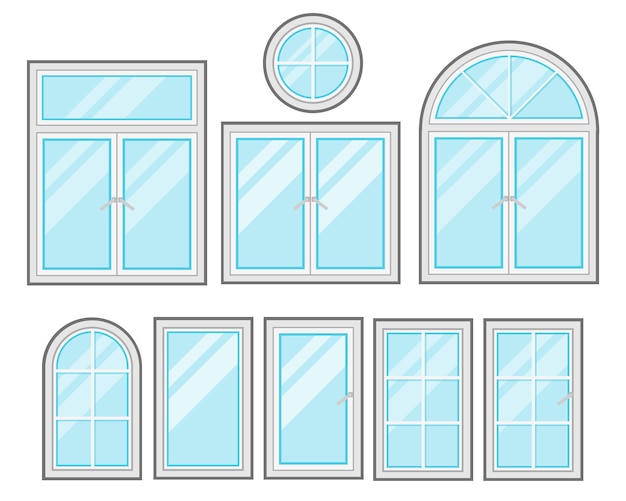 Vetor conjunto de desenhos animados plana do windows isolado no fundo branco