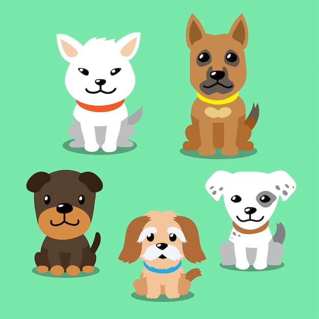 Conjunto de desenhos animados vetor de cães