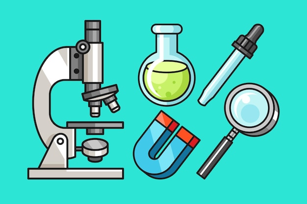 Vetor conjunto de desenhos de ferramentas de laboratório