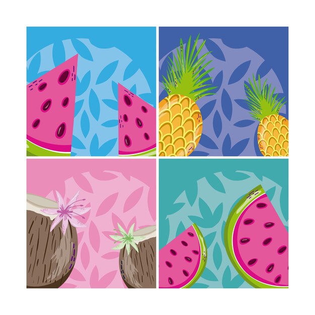 Conjunto de desenhos de frutas