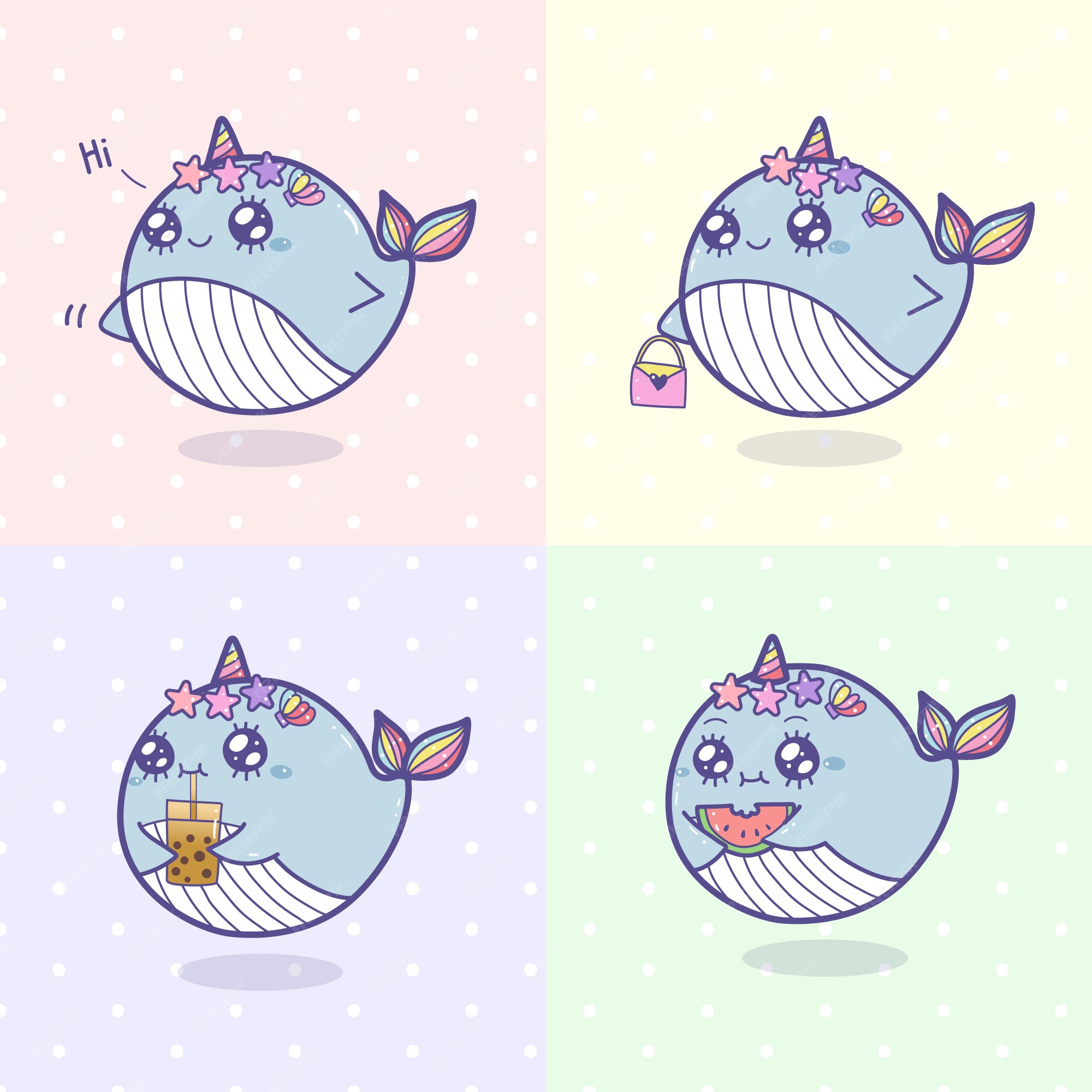 Como desenhar Baleia Unicórnio fofa Kawaii ❤ Desenhos Kawaii