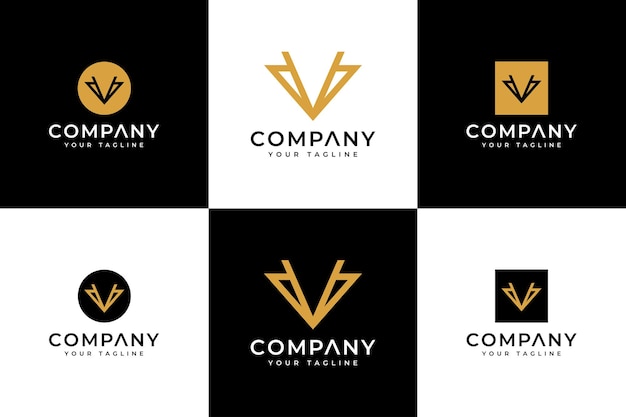 Vetor conjunto de design criativo de logotipo de letra v para todos os usos