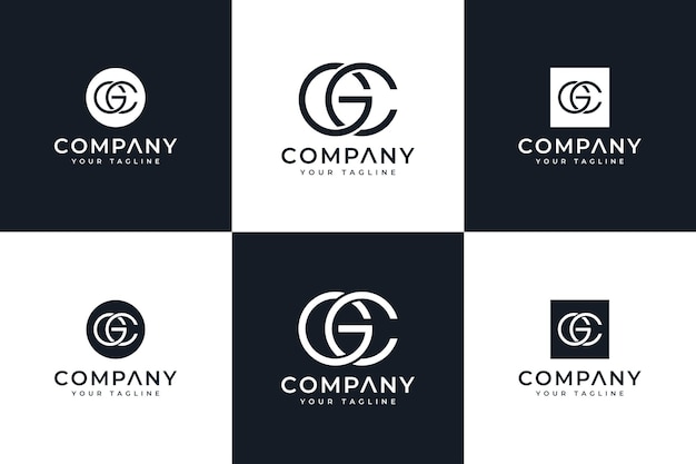 Conjunto de design criativo do logotipo da letra gc para todos os usos