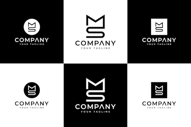 Conjunto de design criativo do logotipo da letra ms para todos os usos