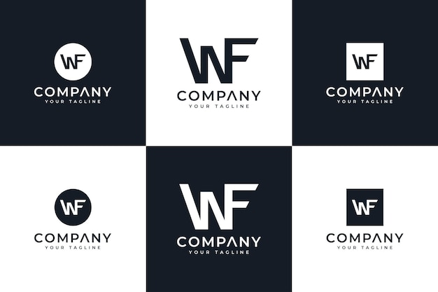 Conjunto de design criativo do logotipo da letra wf para todos os usos