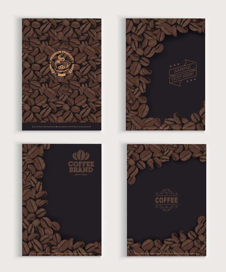 Vetor conjunto de design de capa de grãos de café