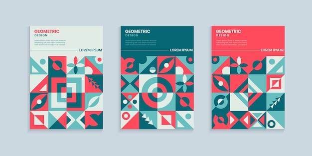 Conjunto de design de capa geométrica retrô