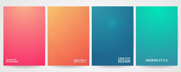 Conjunto de design de capa mínima com moderno padrão geométrico