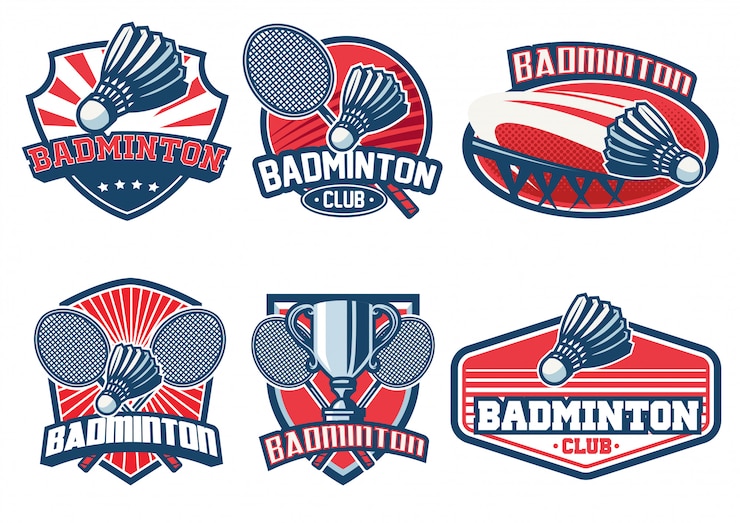 Vetor conjunto de design de distintivo de badminton