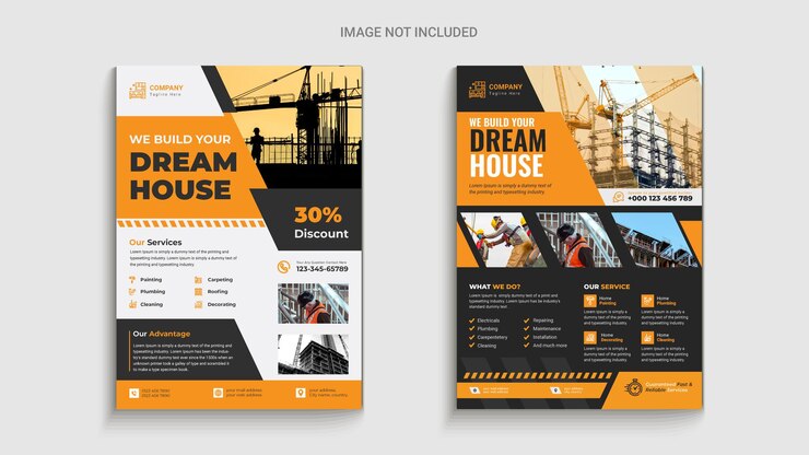 Vetor conjunto de design de folheto, modelo de folheto de renovação, panfleto, banner