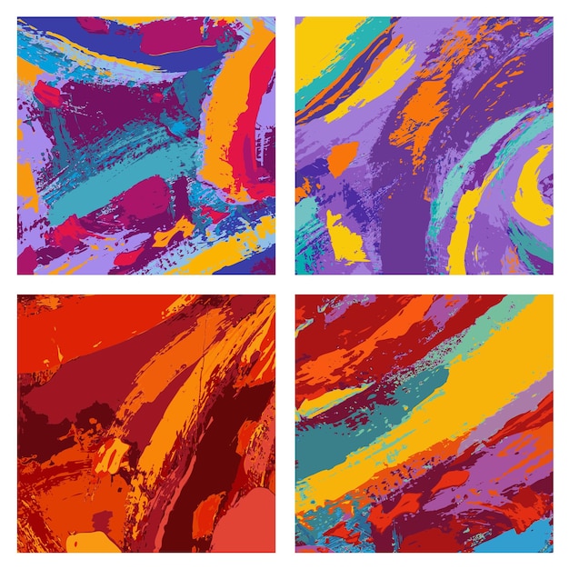 Conjunto de design de fundo colorido de pintura de pincel abstrato