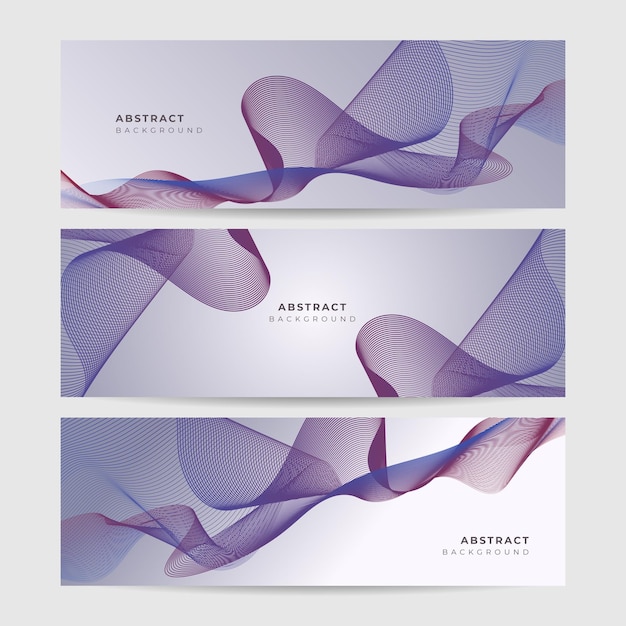 Conjunto de design de fundo de banner fluindo de onda abstrata ilustração vetorial partículas fluindo onda fluxo de movimento dinâmico linhas de curva de tecnologia digital