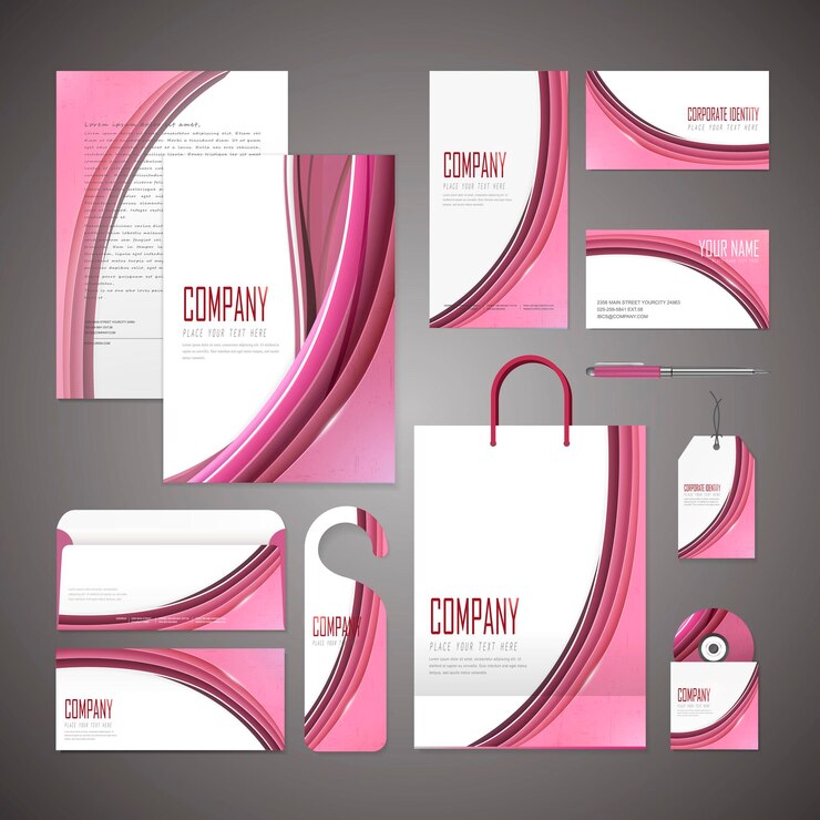 Vetor conjunto de design de identidade corporativa da moda