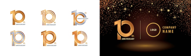 Conjunto de design de logotipo 10º aniversário, comemoração de aniversário de 10 anos