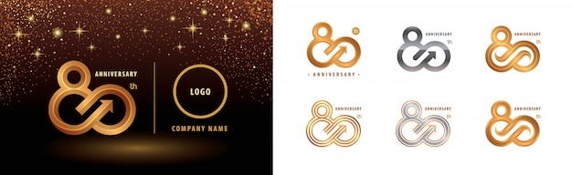 Conjunto de design de logotipo 80º aniversário, comemoração de aniversário de oitenta anos