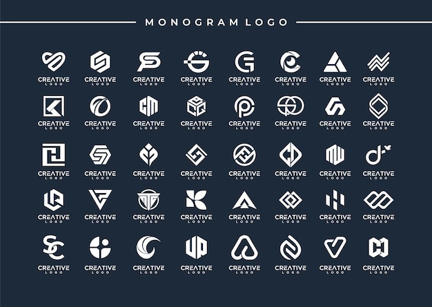 Vetor conjunto de design de logotipo com monograma az inicial abstrato