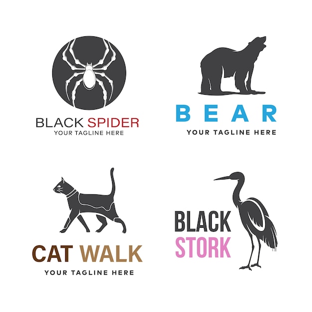 Conjunto de design de logotipo de animais